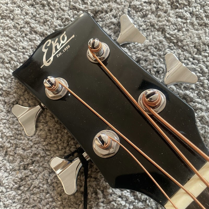 Eko Left Handed Acoustic Electric Bass, Spruce Mahogany Body, Rosewood
