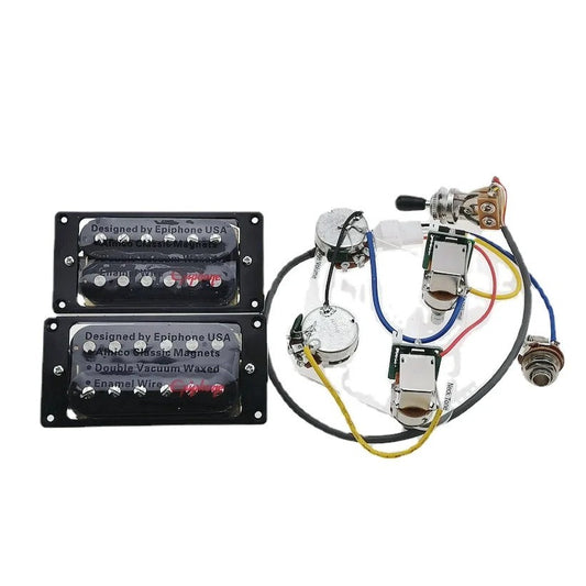 Black Epiphone Guitar Humbucker Pickups with Wiring Harness Fit Les Pa
