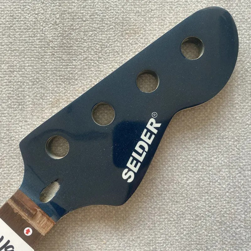 Blue 4 String Bass Maple Neck, 20 Frets Rosewood Fingerboard