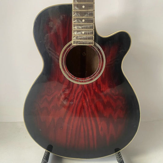 Condor Red Burst 4 String Acoustic Electric Bass, Ash Plywood Top, wit