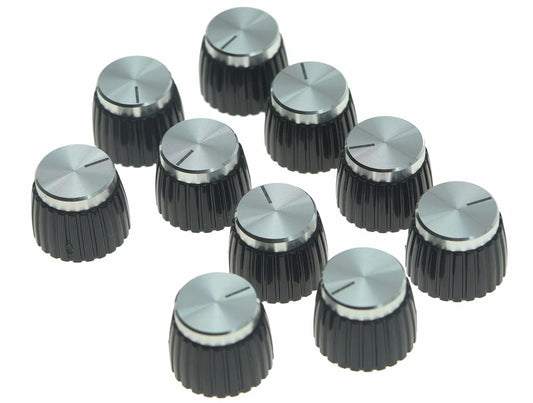 Set of 10pcs Guitar Amplifier AMP Control Knobs with Silver Top