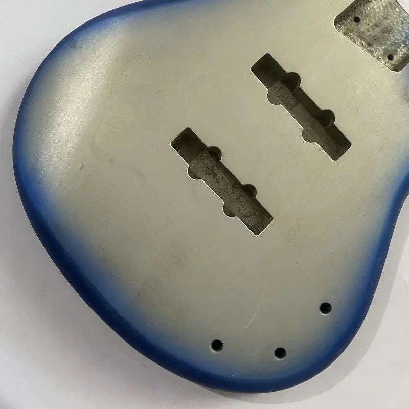 Metallic Blue / Grey 4 String Electric Bass Basswood Body