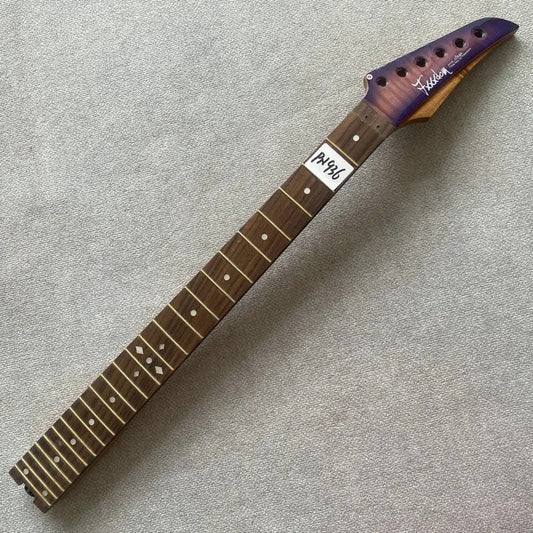 Purple Tiger Maple Top Headstock Guitar Neck, Rosewood Fingerboard 24