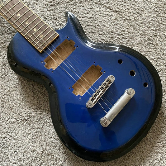 J&D Blue Mini Guitar, Solid Basswood Body, Maple Neck Fit LP Les Paul
