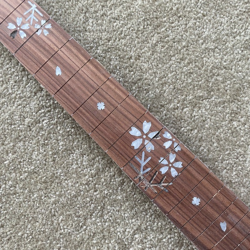 Maple Electric Guitar Neck, Rosewood Fingerboard, Roses Flowers Inlay