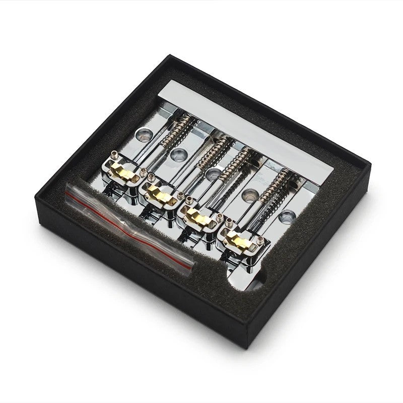 Chrome Roller Saddles 4 String Electric Bass Fixed Hardtail Bridge