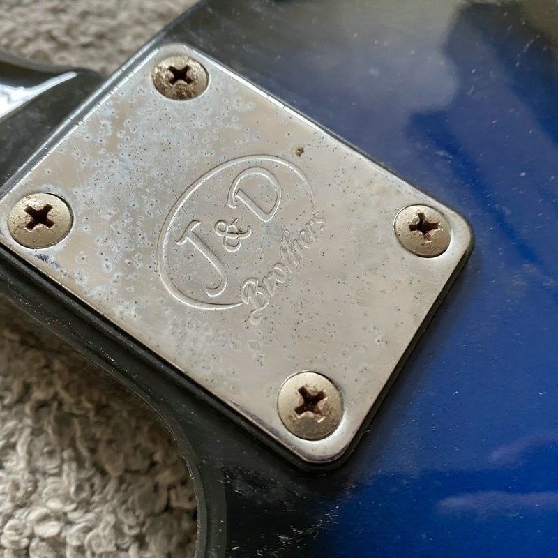 J&D Blue Mini Guitar, Solid Basswood Body, Maple Neck Fit LP Les Paul