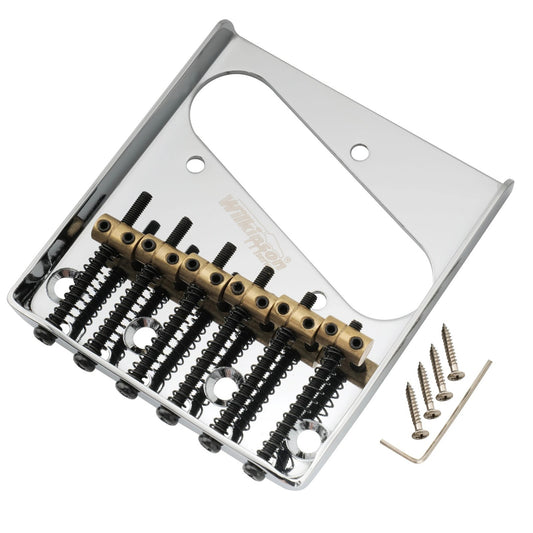 Chrome Wilkinson Guitar 6 Brass Saddles Ashtray Fixed Bridge Fit Telec