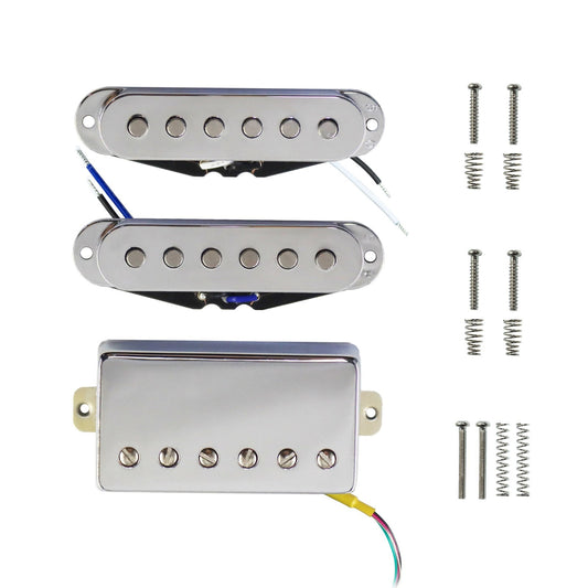Chrome Guitar HSS Single Coil Humbucker Pickups Set Fit Fender,Ibanez,