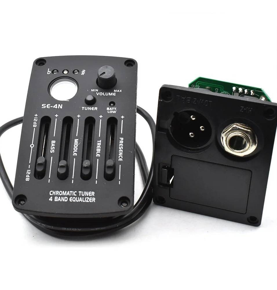 4 Band Acoustic Guitar Preamp Equalizer EQ Tuner Pickup
