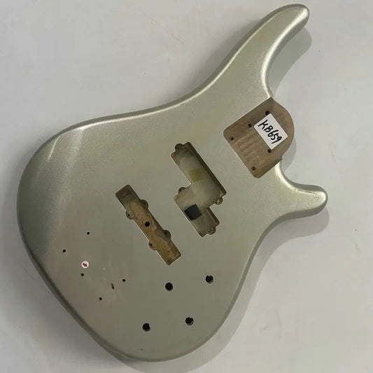 Metallic Silver Basswood 4 String Bass Body DIY Project