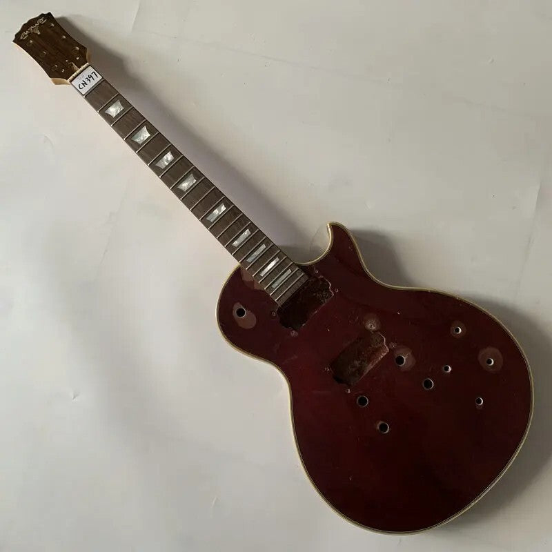 Red DIY Project Guitar Mahogany Body with Maple Neck, Rosewood Fingerb