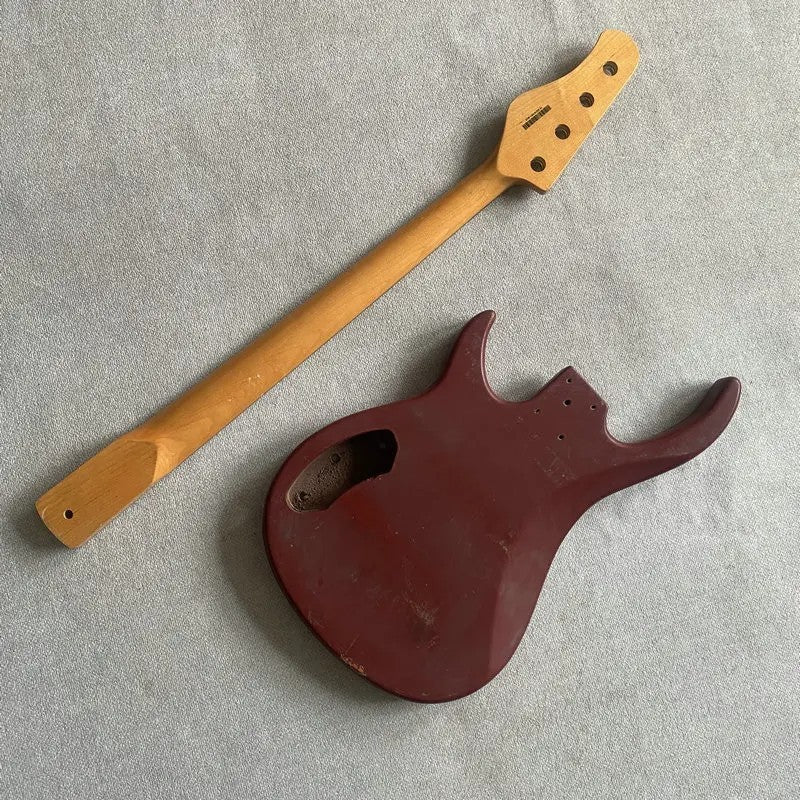 Red Basswood 4 String Bass Body with Maple Neck, Rosewood Fingerboard