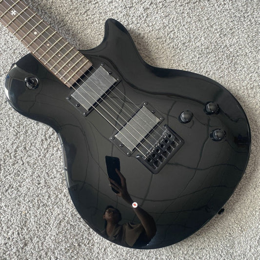 LAG Black Single Cut Electric Guitar, Mahogany Body, Neck, Rosewood Fi