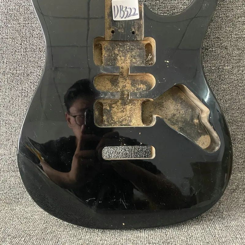 Gloss Black Basswood Guitar Double Cutaway Body