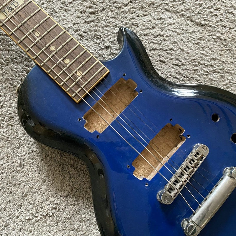 J&D Blue Mini Guitar, Solid Basswood Body, Maple Neck Fit LP Les Paul