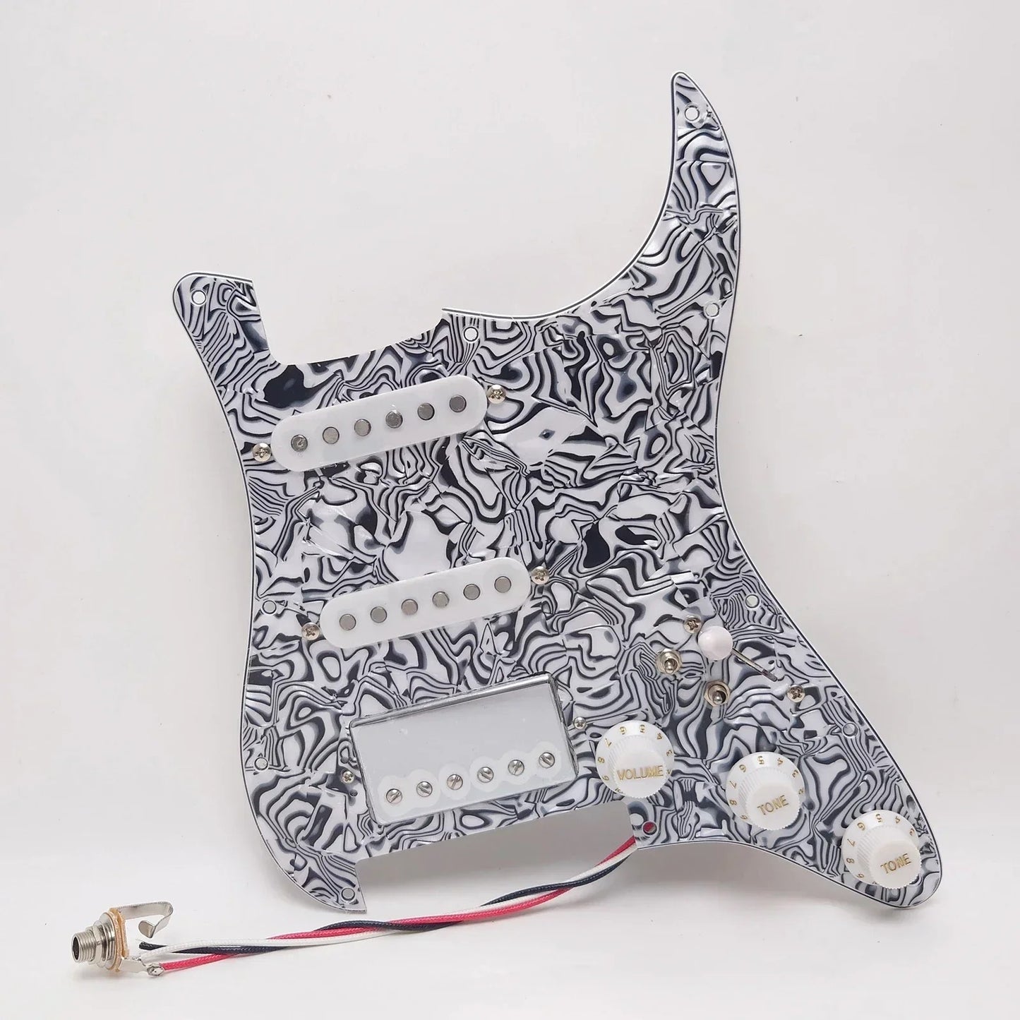 HSS White Black Zebra Loaded Prewired Pickguard Fit Stratocaster Strat