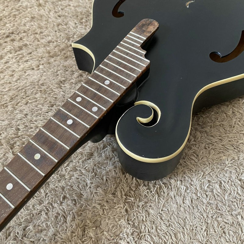 Black 8 String Mandolin, Spruce Top Body, Mahogany Neck, Rosewood Fing