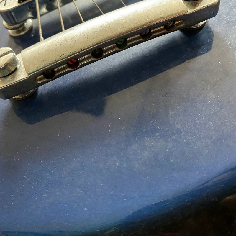 J&D Blue Mini Guitar, Solid Basswood Body, Maple Neck Fit LP Les Paul