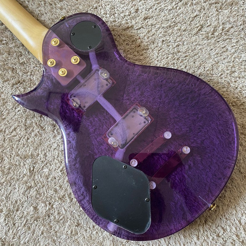 Acrylic Purple Transparent Mini Electric Guitar, Maple Neck Rosewood F