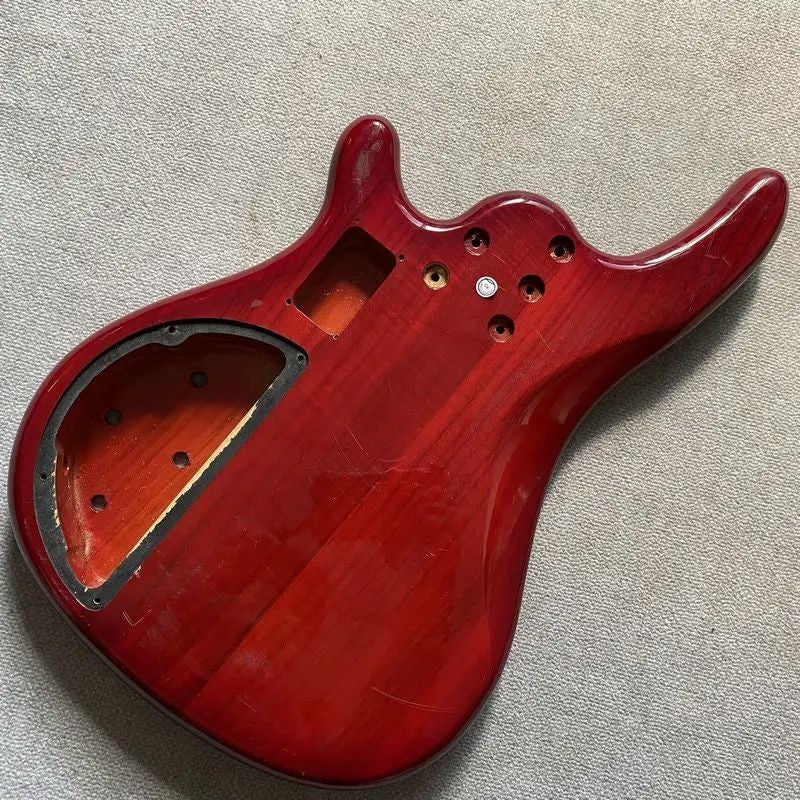 Transparent Red 5 String Electric Bass Basswood Body