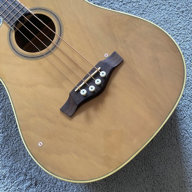 Eko Left Handed Acoustic Electric Bass, Spruce Mahogany Body, Rosewood