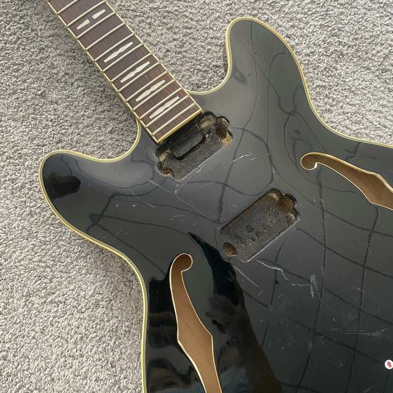 Black Peavey Semi Hollow Jazz Guitar Body and Neck, Rosewood Fingerboa