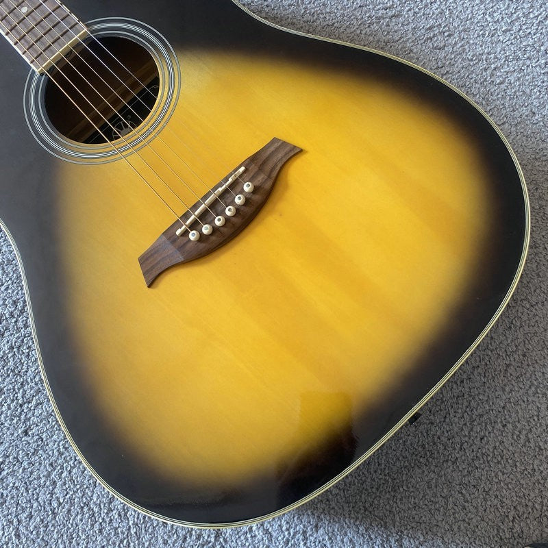 Sakura Sunburst Finish Acoustic Guitar, Basswood Box Body, Mahogany Ne