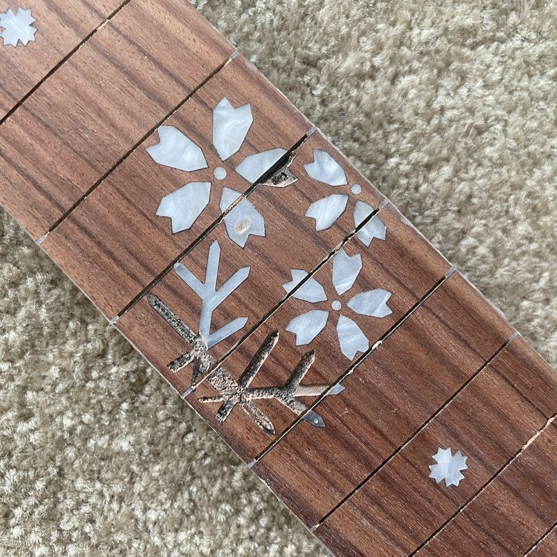 Maple Electric Guitar Neck, Rosewood Fingerboard, Roses Flowers Inlay