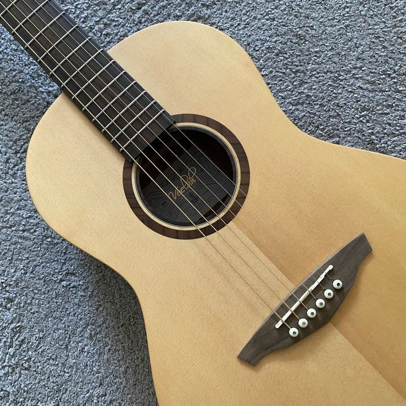 38" Parlor Acoustic Guitar, Solid Top Spruce Body, Mahogany Neck