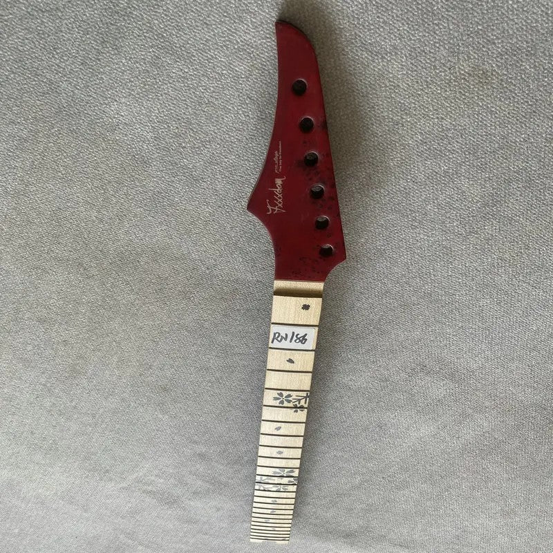Red Left Handed Guitar Maple Wood Neck, 24 Frets Fingerboard