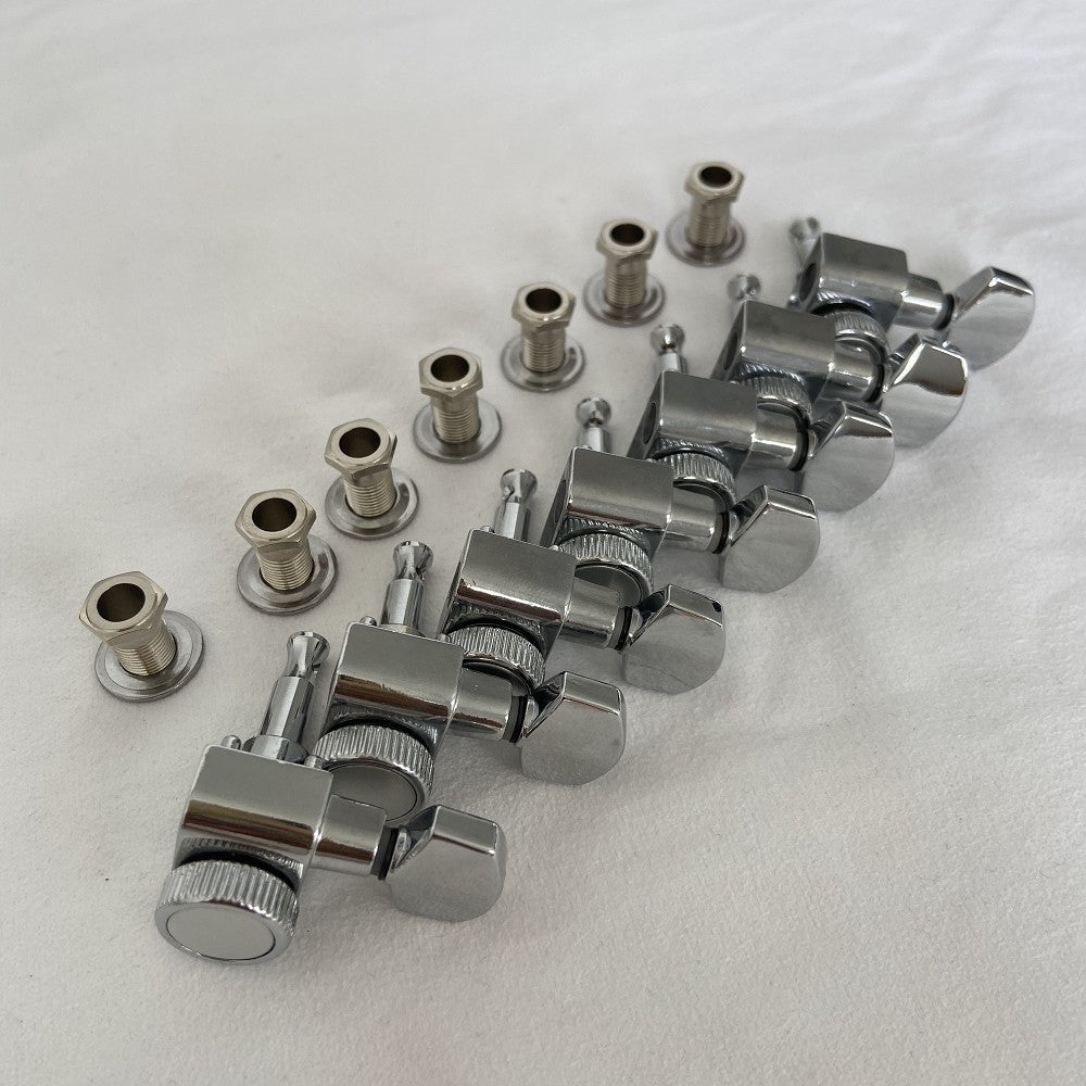 Chrome 7R Locking Inline 7 String Guitar Machine Heads Tuning Pegs Key