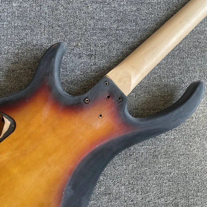 Basswood Sunburst 4 String Bass Body with Maple Neck, Rosewood Fingerb