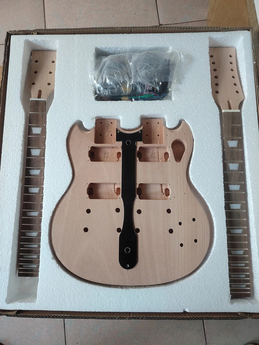 DIY Project Guitar Double Head SG Guitar, Mahogany Body Neck, Rosewood