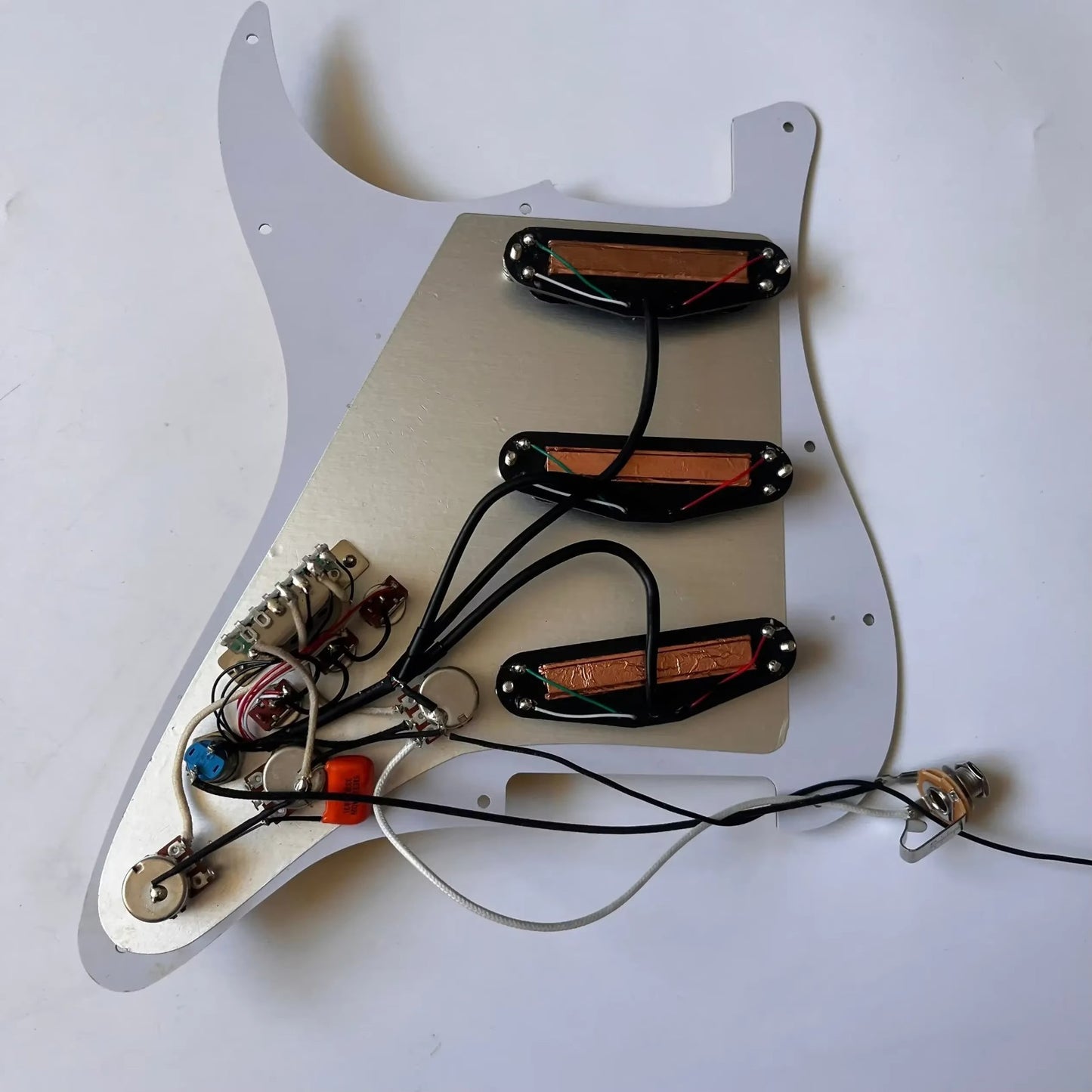 Yellow Pearl Guitar Loaded Prewired Pickguard Dual Rail Pickups,Multi