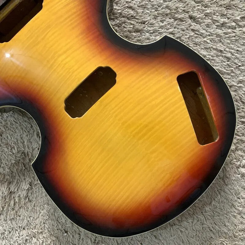 Sunburst 4 String Violin Bass Maple Top Body with Neck, Rosewood Finge