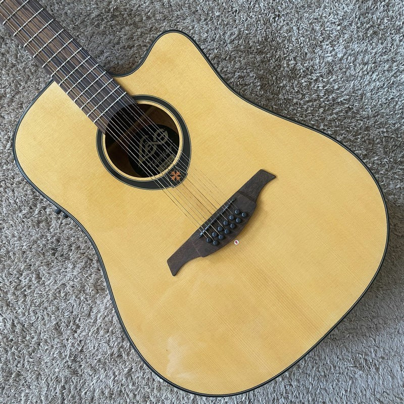 LAG 12 String Acoustic Electric Guitar, Mahogany Spruce Body, Rosewood