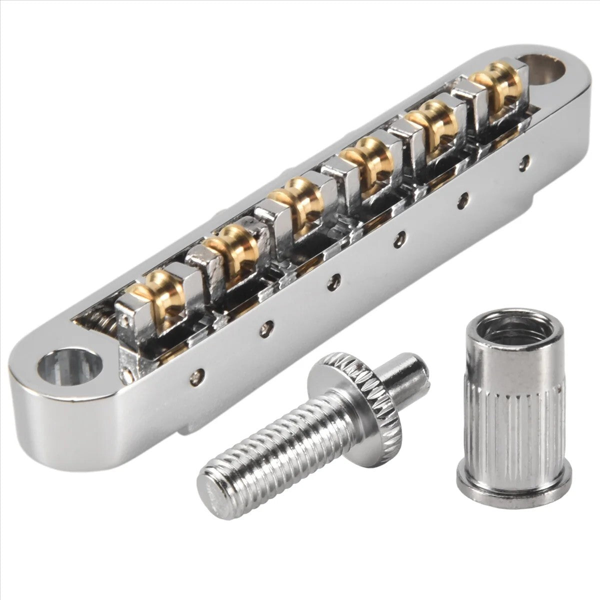 Chrome Guitar Roller Saddles Tune O Matic Bridge Fit Washburn,Epiphone