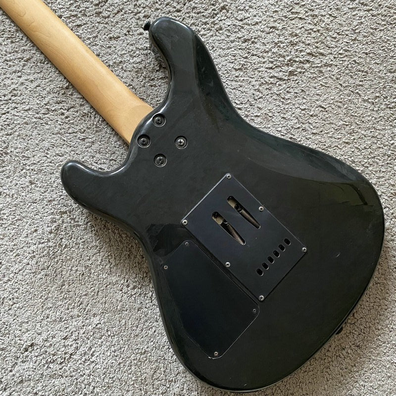 J&D Black Guitar, Solid Mahogany Body, Maple Neck, 24 Frets Rosewood F