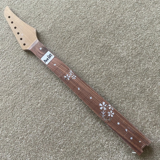 Maple Electric Guitar Neck, Rosewood Fingerboard, Roses Flowers Inlay