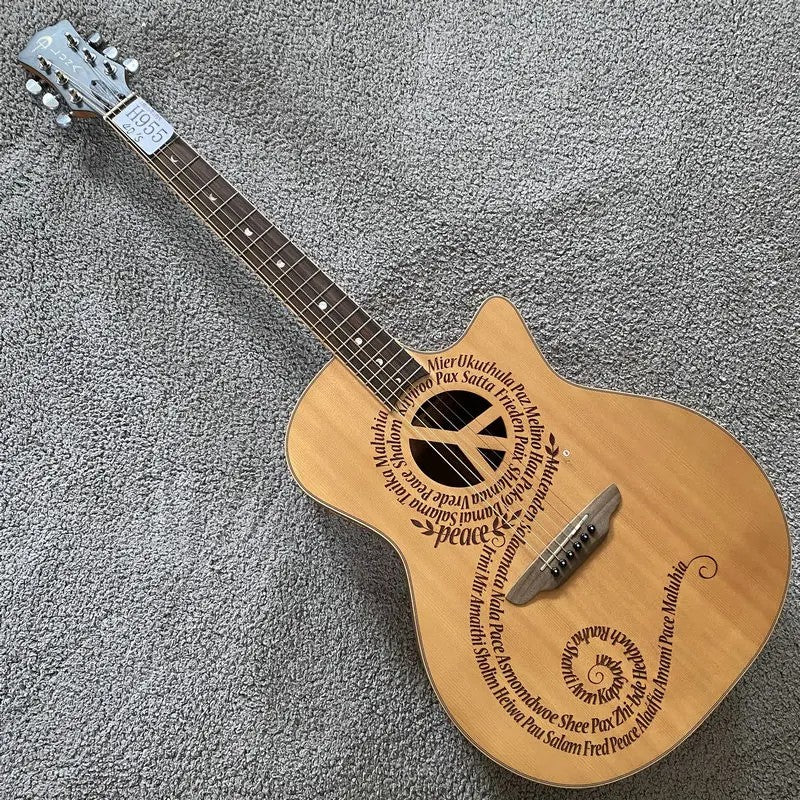 Luna 40 Inch Acoustic Guitar, Spruce Top Engraved Body, Mahogany Neck