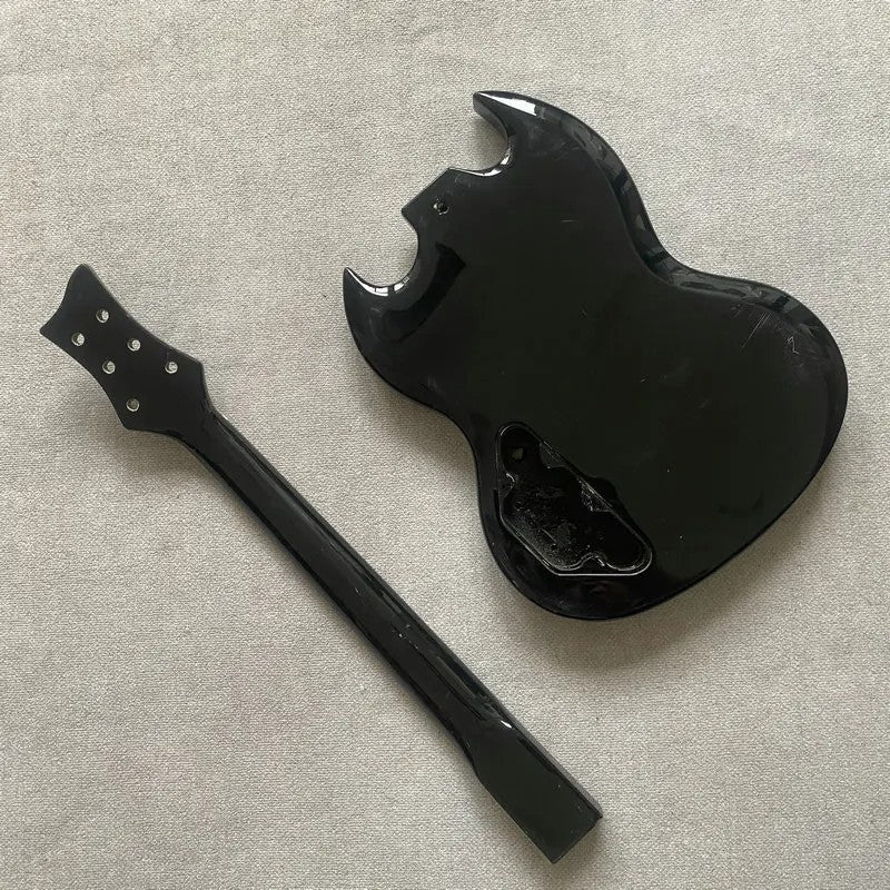 Glossy Black Basswood Guitar Body with Maple Neck, Rosewood Fingerboar