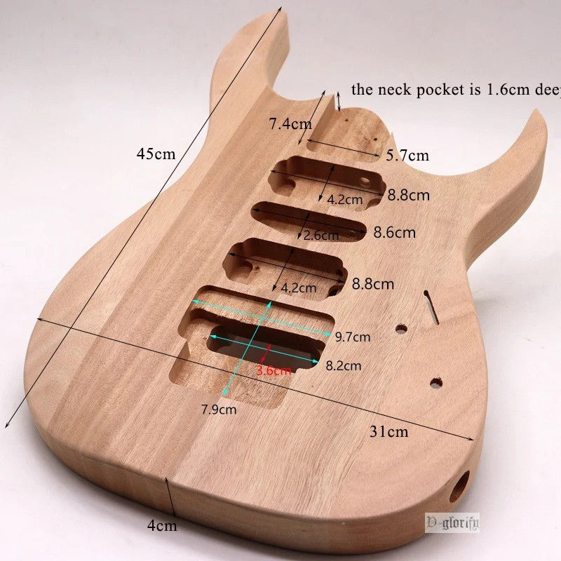 HSH Mahogany Wood Guitar Body DIY Project