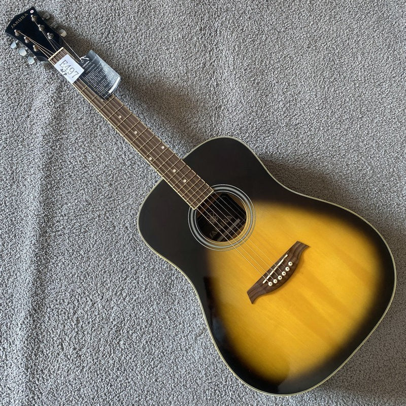 Sakura Sunburst Finish Acoustic Guitar, Basswood Box Body, Mahogany Ne