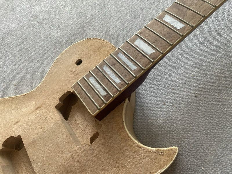Unfinished Guitar Basswood Body with Neck, Rosewood Fingerboard Fit Le