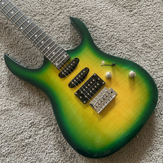 Green Yellow Burst HSH Guitar, Basswood Body with Maple neck, Rosewood