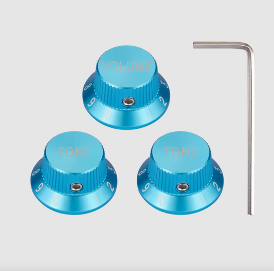 Blue Aluminum Guitar Volume Tone Control Top Har Knobs Fit Stratocaste