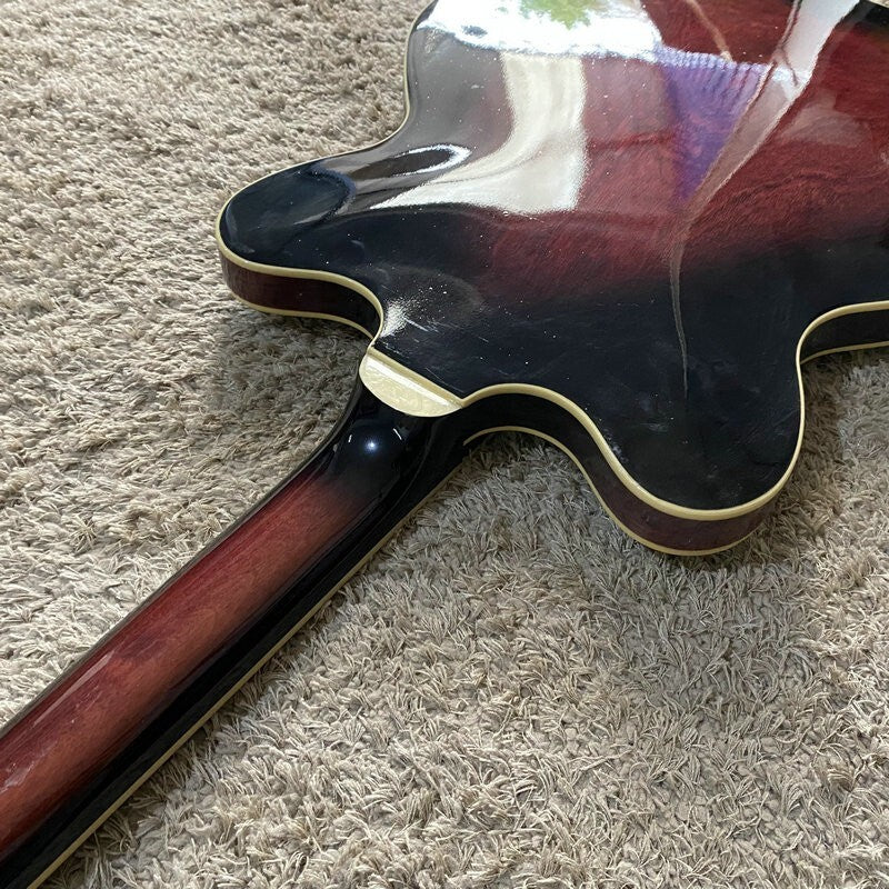 Purple Burst 4 String Semi Hollow Jazz Bass, Maple Body, Mahogany Neck