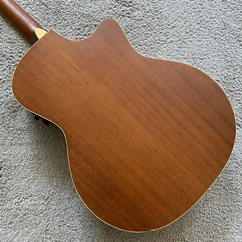 Left Handed Luna Acoustic Guitar, Engraved Spruce Top Body, Mahogany N