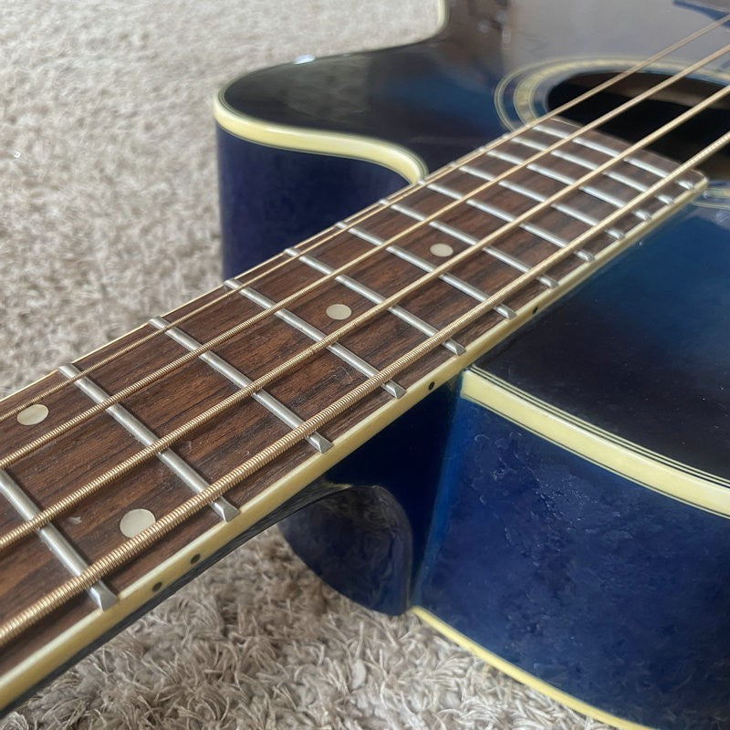 Ibanez Blue 4 String Acoustic Electric Bass, Spruce Top Body, Mahogany